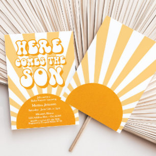 Invitation Baby shower Sunshine Rétro Voici Le Fils