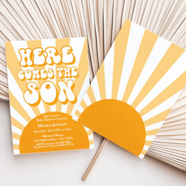 Invitation Baby shower Sunshine Rétro Voici Le Fils (Créateur téléchargé)