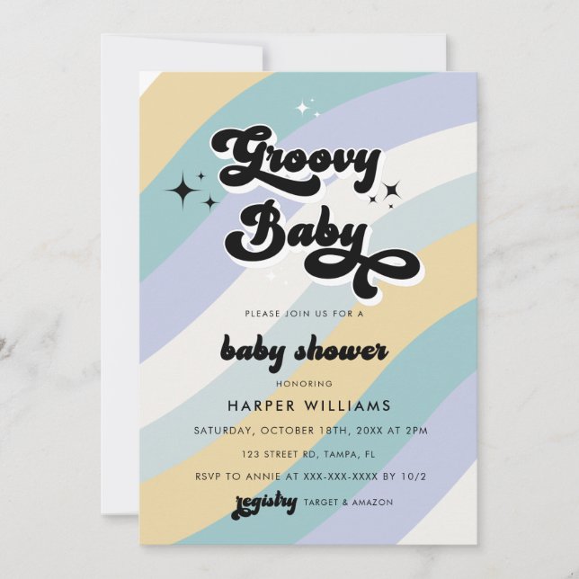 Invitation Baby shower Super Blue Retro (Devant)
