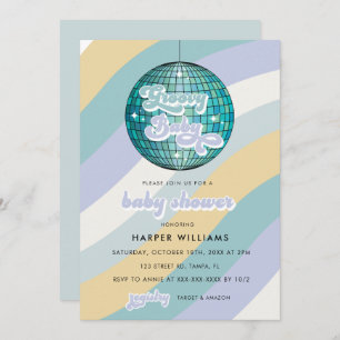 Invitation Baby shower Super Blue Retro