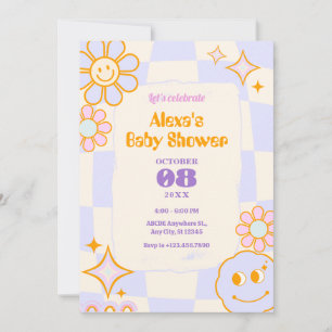 Invitation Baby shower Super Pastel Colours Retro