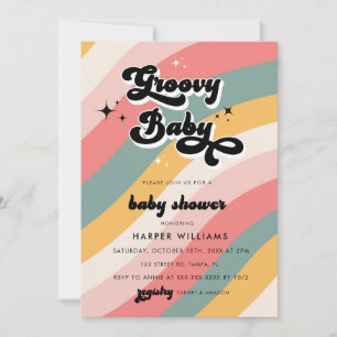 Invitation Baby shower Super rétro