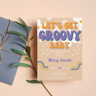 Invitation Baby shower Super rétro les années 70 80s Girl Hip