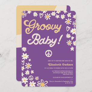 Invitation baby shower super retro violet