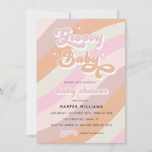 Invitation Baby shower Super rose Retro