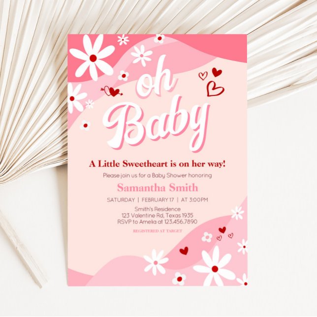 Invitation Baby shower super Valentine (Retro Sweetheart Baby Shower Invitation)