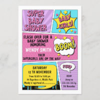 Invitation Baby shower Superhero Twin Girls