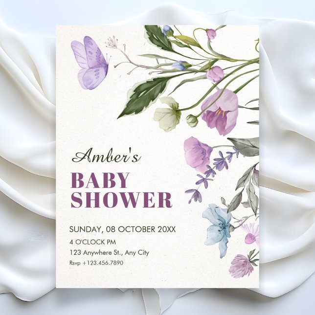Invitation Baby shower sur le thème de la branche florale (Créateur téléchargé)