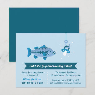 Invitation Baby Shower sur le thème de la pêche au Bar Commun