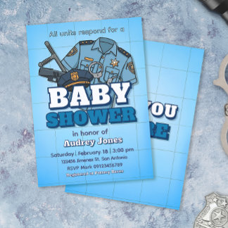 Invitation Baby-Shower sur le thème de la police