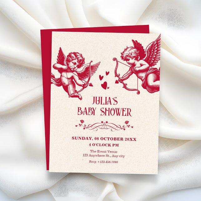 Invitation Baby shower sur le thème de l'amour et de cupidon  (Créateur téléchargé)
