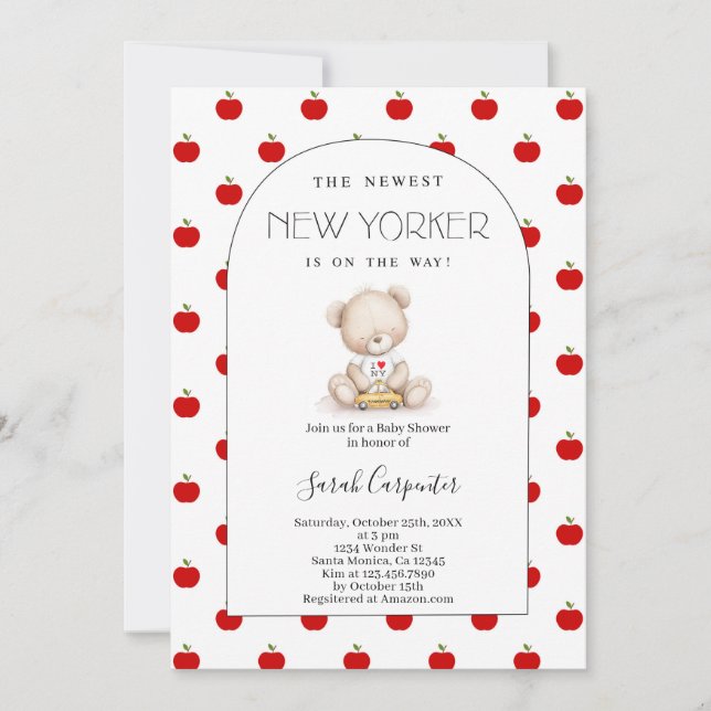 Invitation Baby Shower sur le thème de New York (Devant)
