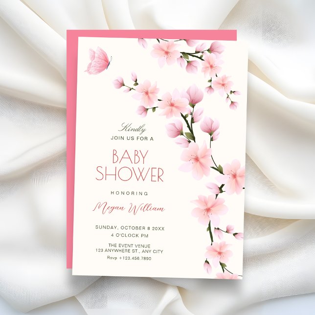Invitation Baby shower sur le thème des fleurs de cerisier (Créateur téléchargé)