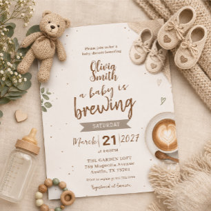 Invitation Baby shower sur le thème du café au lait
