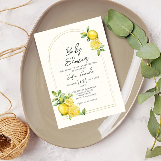 Invitation Baby Shower sur le thème du citron et des agrumes (Créateur téléchargé)