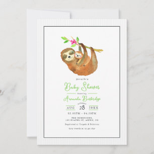 Invitation Baby Shower sur le thème du paresseux mignon