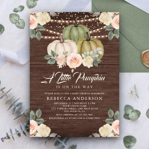 Invitation Baby shower sur le thème floral Bois Péché de pêch