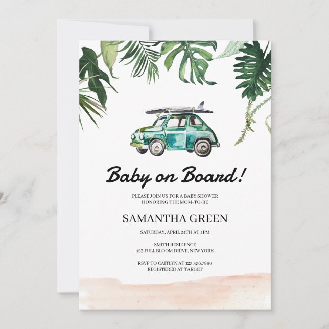 Invitation Baby shower surf (Devant)
