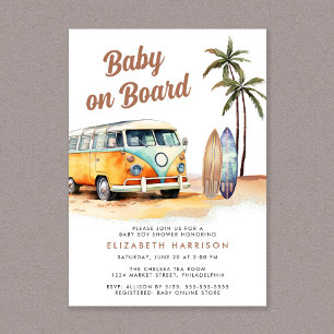 Invitation Baby shower Surf De Plage À Bord De Bébé
