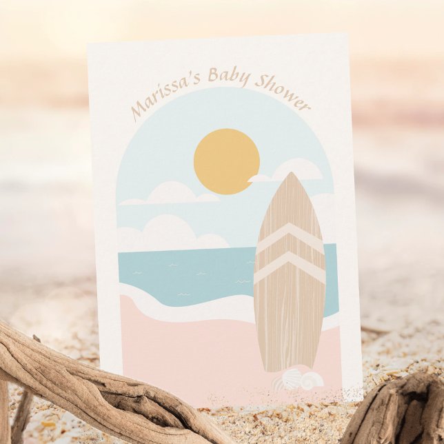 Invitation Baby shower Surfboard Beach (Créateur téléchargé)
