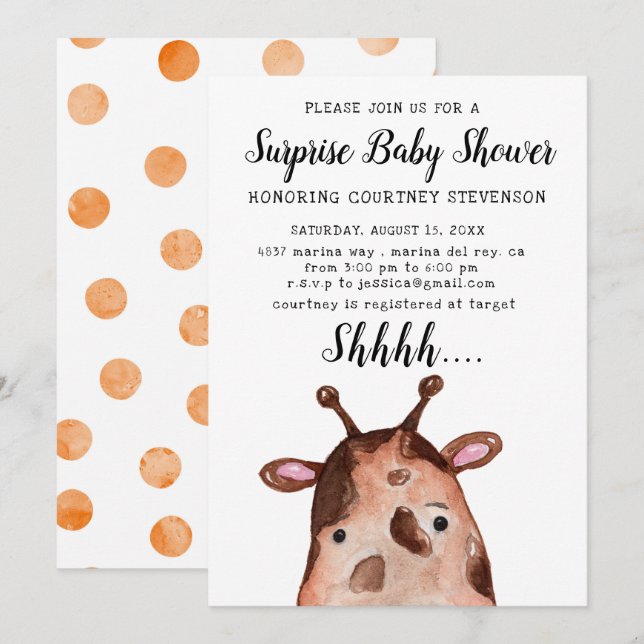 Invitation Baby shower surprise (Devant / Derrière)