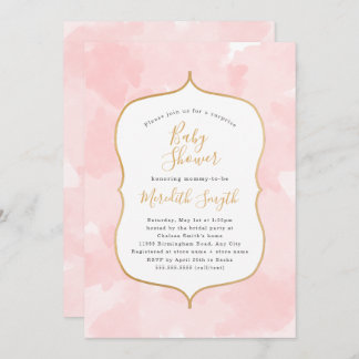 Invitation baby shower surprise de couleur rose moderne
