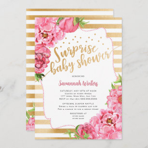 Invitation Baby shower surprise  Pignons d'or rose