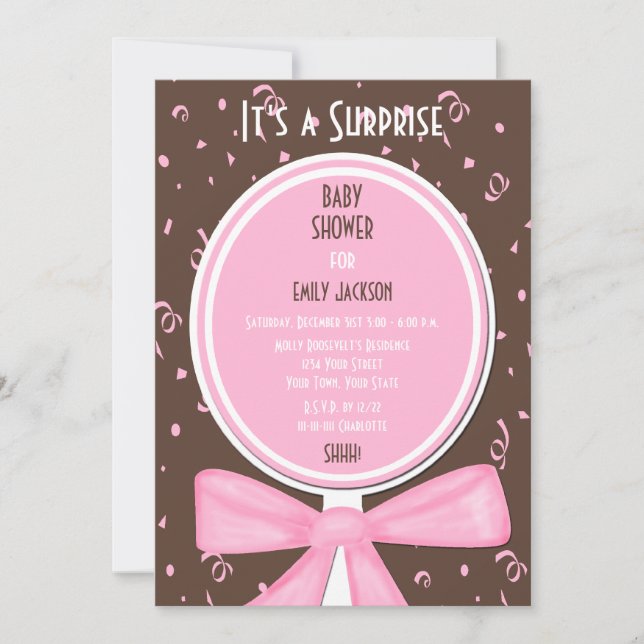 Invitation Baby shower surprise rose (Devant)