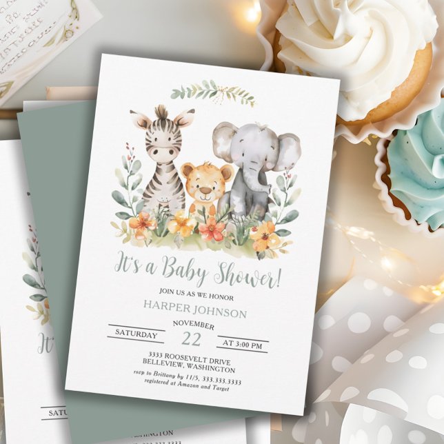 Invitation Baby shower Sweet Jungle Safari (Créateur téléchargé)