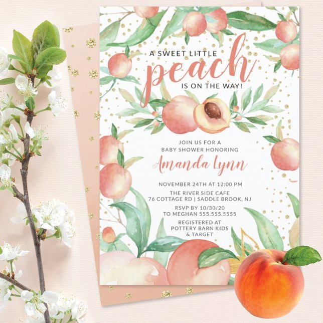 Invitation Baby shower Sweet Little Peach Girls (Créateur téléchargé)