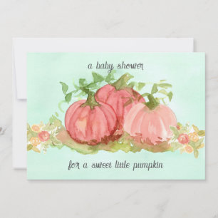 Invitation Baby shower Sweet Petites Roses Citrouilles roses
