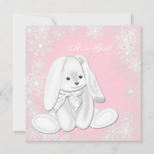 Invitation Baby shower Sweet Pink Snowflake Winter Wonderland