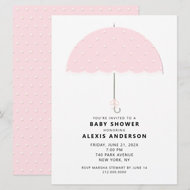 Invitation Baby Shower Tache Rose (Devant / Derrière)
