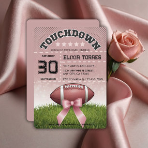 Invitation Baby shower tactile de football à ruban rose