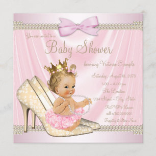 Invitation Baby Shower Talon Haut Perle Rose Ivoire