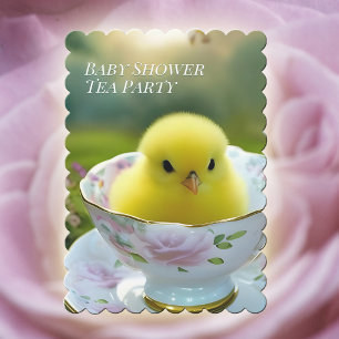 Invitation Baby shower Tea Party Cute Chick Dans Floral Teacs