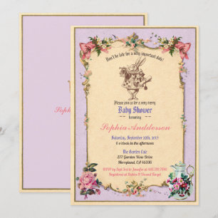 Invitation Baby shower tea party lilas sip pourpre et voir
