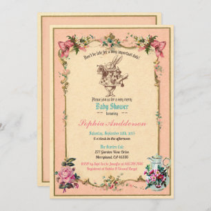Invitation Baby shower tea party sieste rose et voir