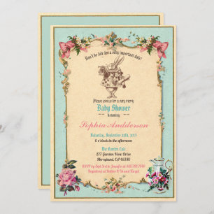 Invitation Baby shower tea party siroter et voir turquoise