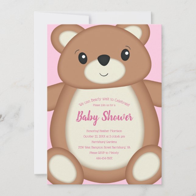 Invitation Baby shower Teddy Bear (Devant)