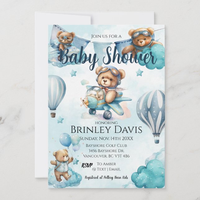 Invitation Baby shower Teddy Bear (Devant)