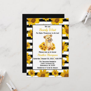 Invitation Baby shower Teddy Bear Sunflower
