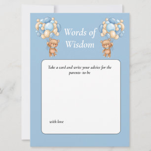 Invitation Baby Shower Teddy Sagesse Bleu