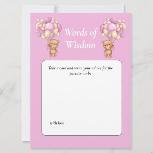 Invitation Baby Shower Teddy Sagesse Rose