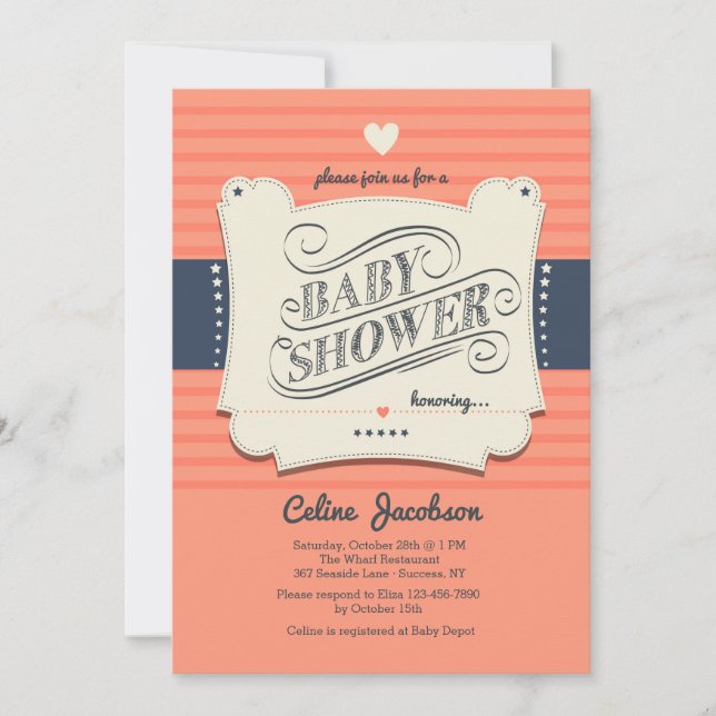 Invitation Baby shower tendance (Devant)