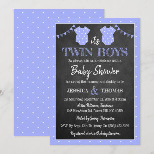 Invitation Baby shower tendance Chalkboard Twin Boys