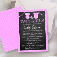 Baby shower tendance Chalkboard Twin Girls