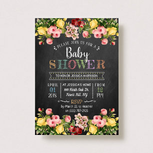 Invitation Baby shower tendance de typographie florale de pri