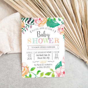 Invitation Baby shower tendance de typographie florale de pri
