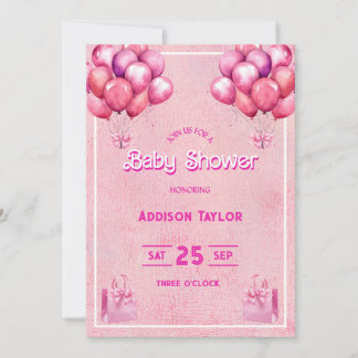 Invitation Baby shower tendance Hot Pink Barbiedoll